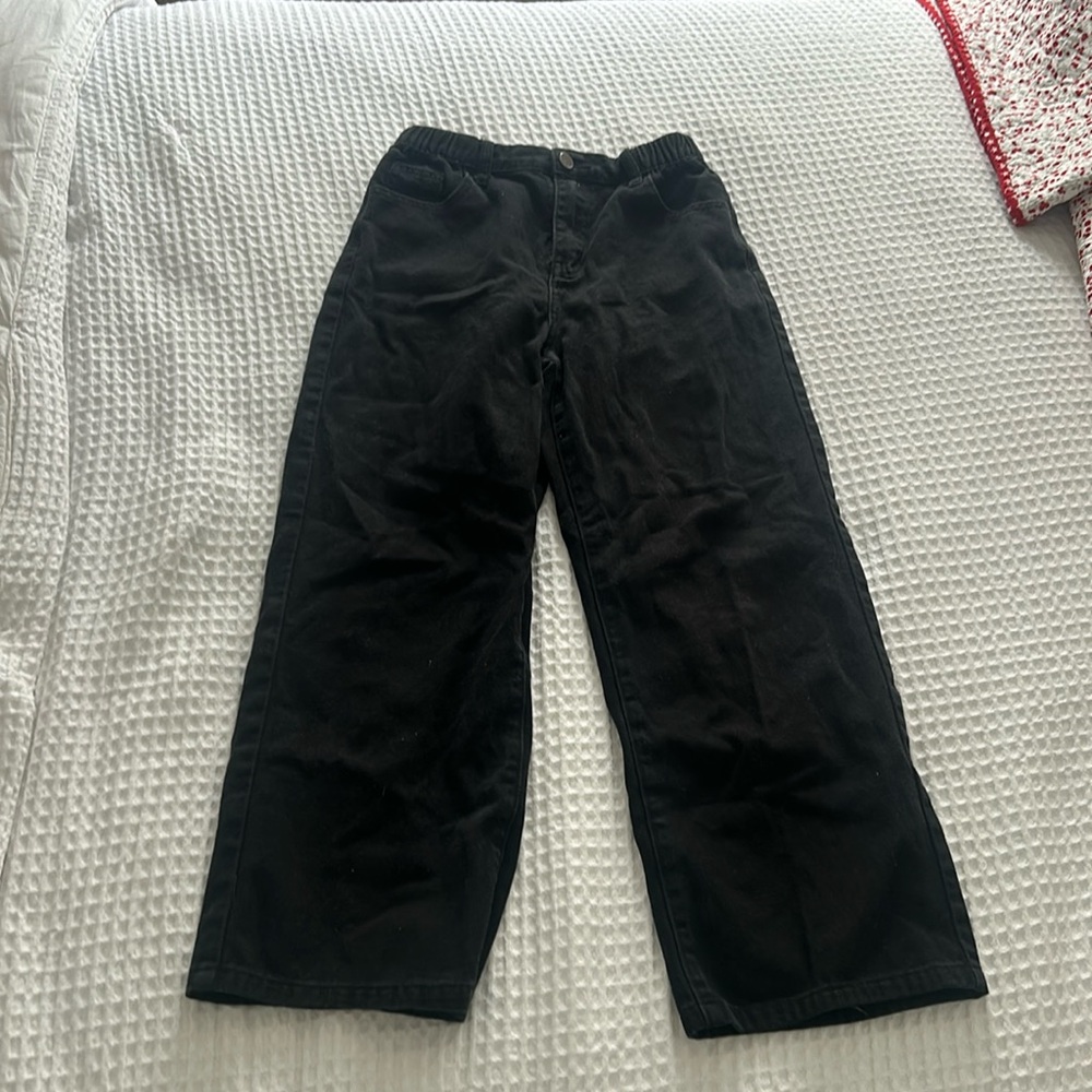 Girls black wide leg jeans